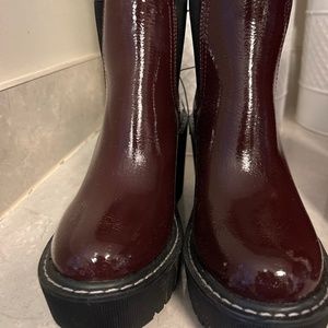 Beautiful Burgundy thick sole heel boot